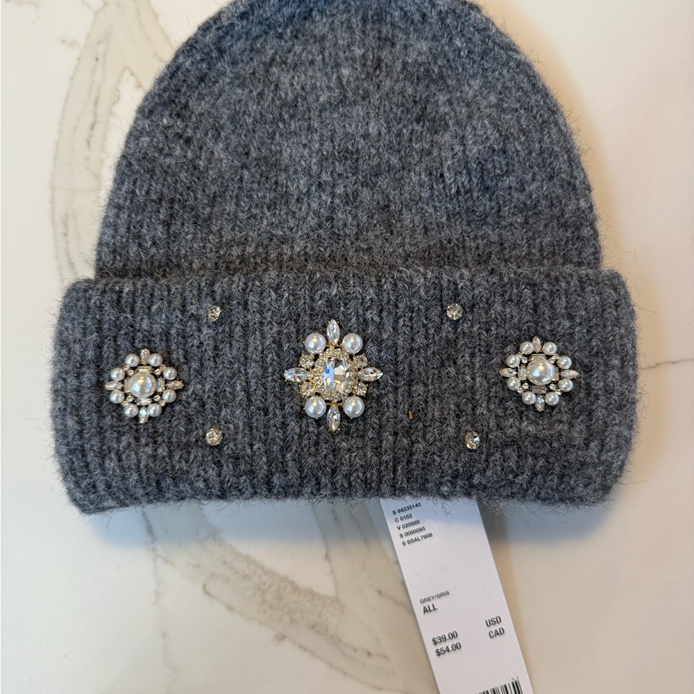 Urban Outfitters Gray Bejeweled Beanie